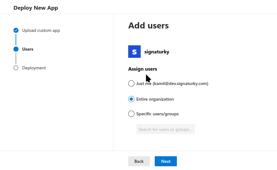 Step 6 - Select users (Entire organization)